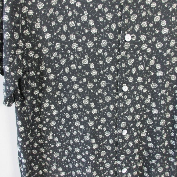 Rag & Bone Avery Button Down Short Sleeve Shirt Mens L Black Floral 212 - Picture 9 of 10